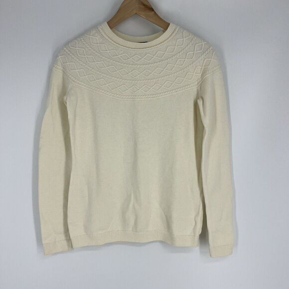 Talbots Sweater Size XS Ivory Cream Winter Knit Cotton Cashmere Pullover Crew - Picture 1 of 7
